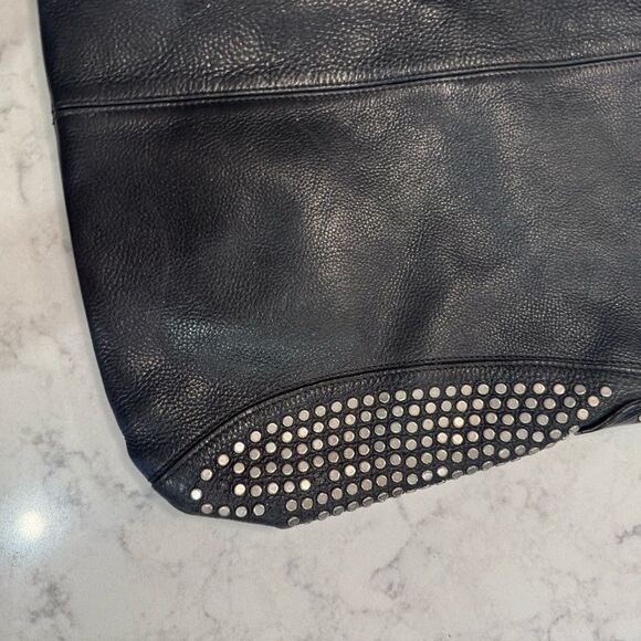 Vintage FURLA Black Studded Leather Hobo Shoulder Bag – Made in Italy - Picture 10 of 16